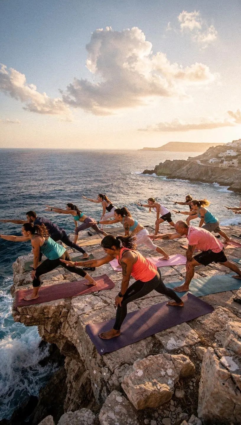 Άτομο που τρέχει κατά μήκος της ακτογραμμής με τον ήλιο να δύει.